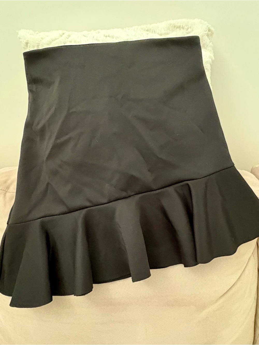 Lumiere Black Ruffle-Hem Mini Skirt